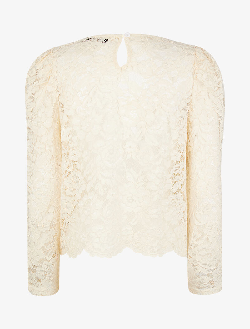 Top ajouré en dentelle festonnée - beige - 2