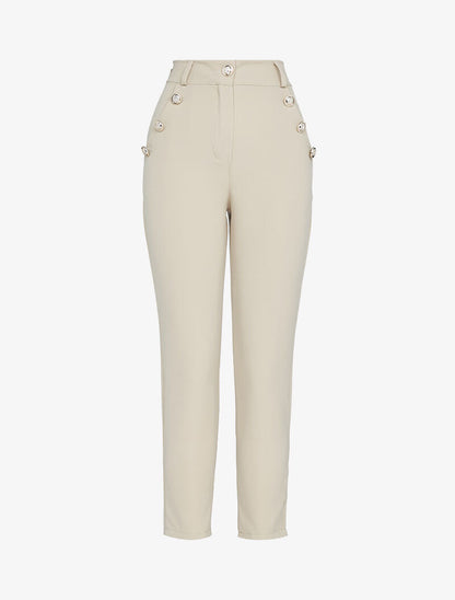7/8 Hose mit dekorativen Knöpfen - beige