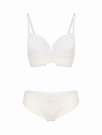 Ensemble à large bande dentelle - blanc - 1