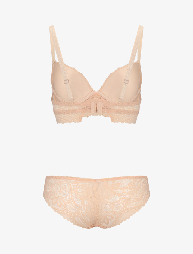 Ensemble à large bande dentelle - beige - 2