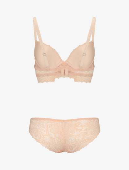 Ensemble à large bande dentelle - beige - 2