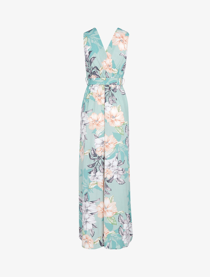 Robe longue à décolleté et dos cache coeur - vert d&