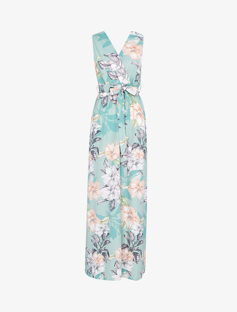 Robe longue à décolleté et dos cache coeur - vert d&