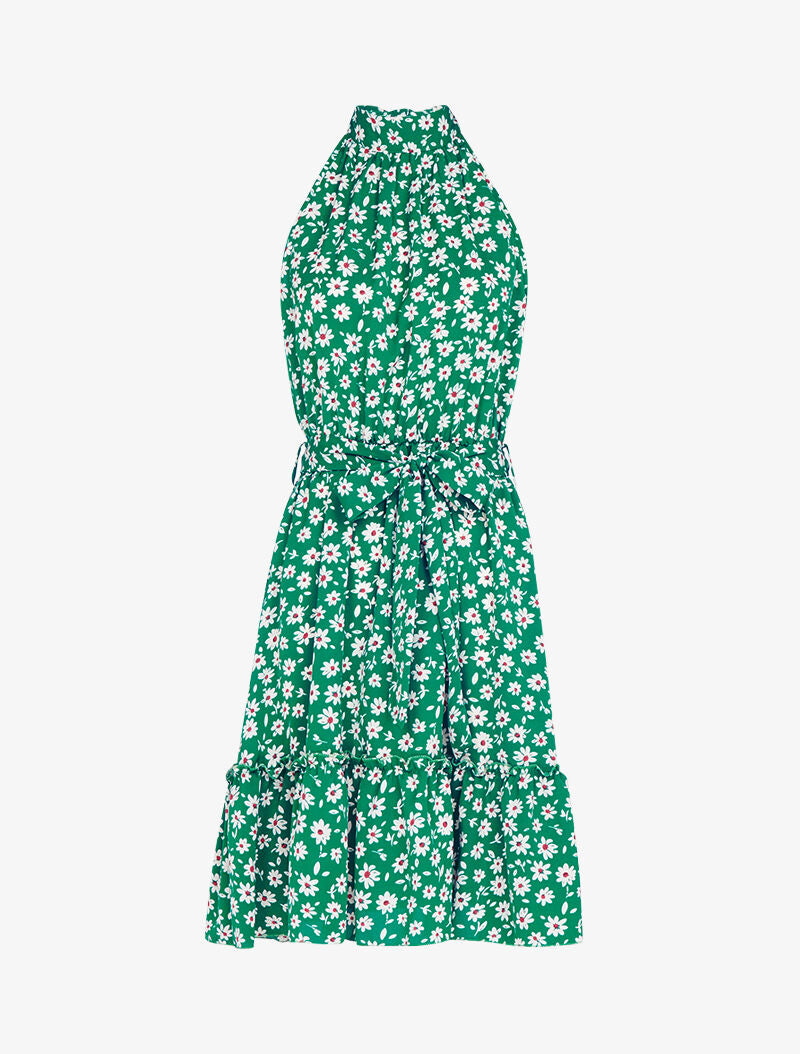Robe à col américain imprimé marguerites - vert - 2