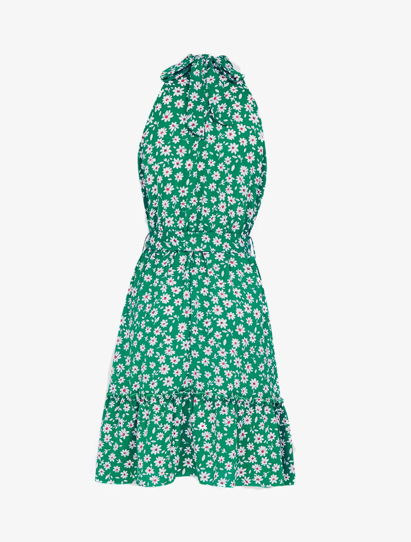 Robe à col américain imprimé marguerites - vert - 3