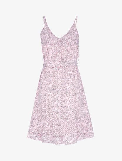 Robe effet cache coeur et à volants - rose - 2