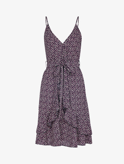Robe effet cache coeur et à volants - noir - 1