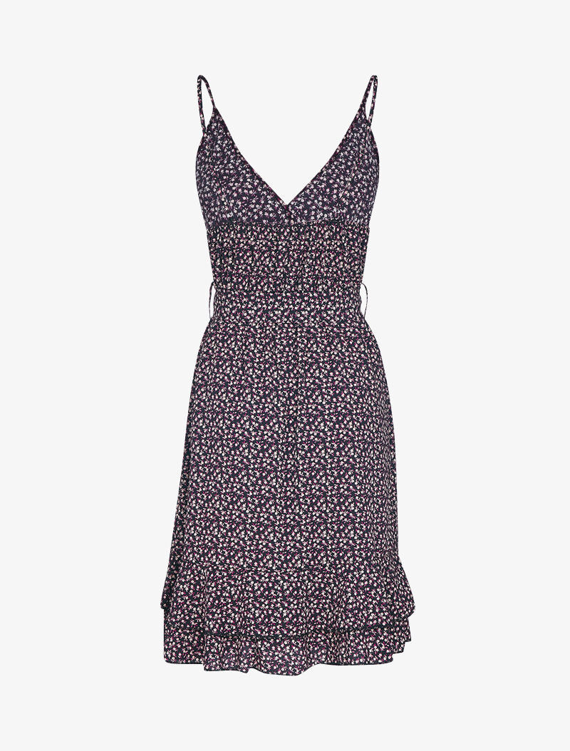 Robe effet cache coeur et à volants - noir - 2