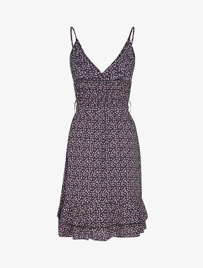 Robe effet cache coeur et à volants - noir - 2
