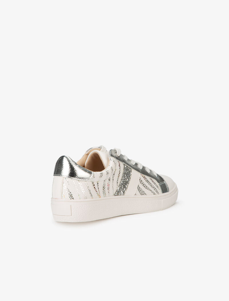 Sneakers à zébrures brillantes et gomme - blanc - 4