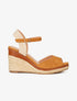 Compensées à détails en simili et tissu - camel - 1