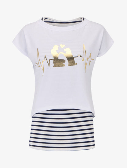 Ensemble débardeur marinière et crop top - blanc - 4
