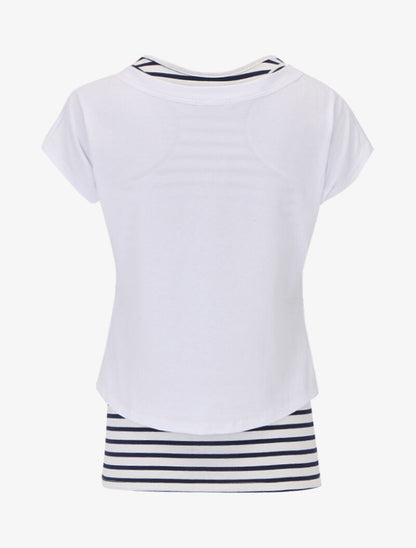 Ensemble débardeur marinière et crop top - blanc - 2