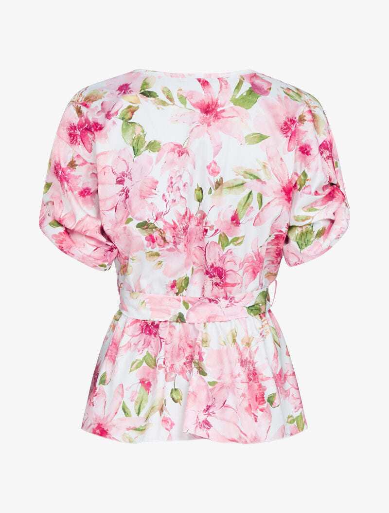 Top péplum à imprimé floral - rose - 2