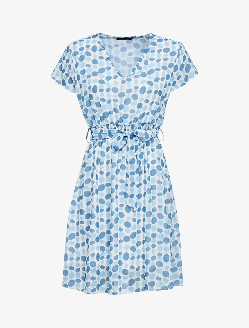 Robe imprimée en voile - bleu ciel - 1