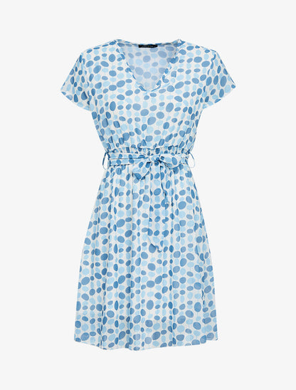 Robe imprimée en voile - bleu ciel - 1