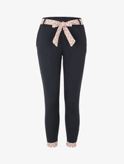 7/8-Hose mit bedruckten Kanten - schwarz