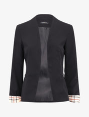 Blazer à revers imprimé tartan - noir - 1