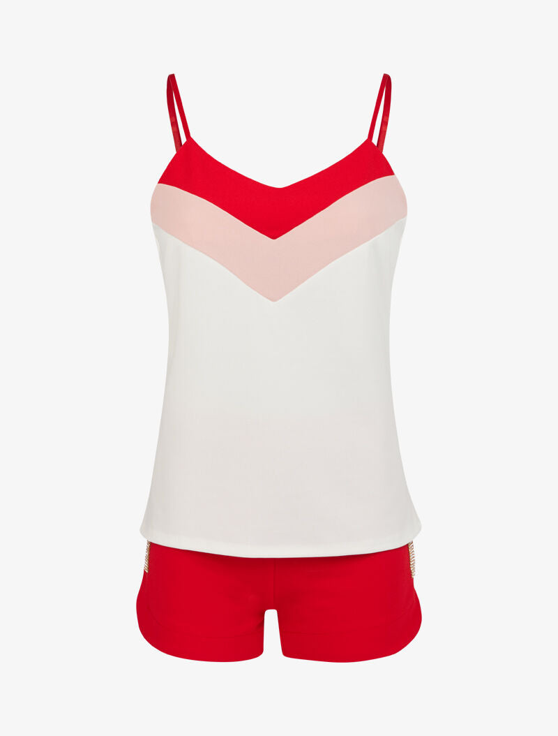 Ensemble débardeur et short strassé - rouge - 4