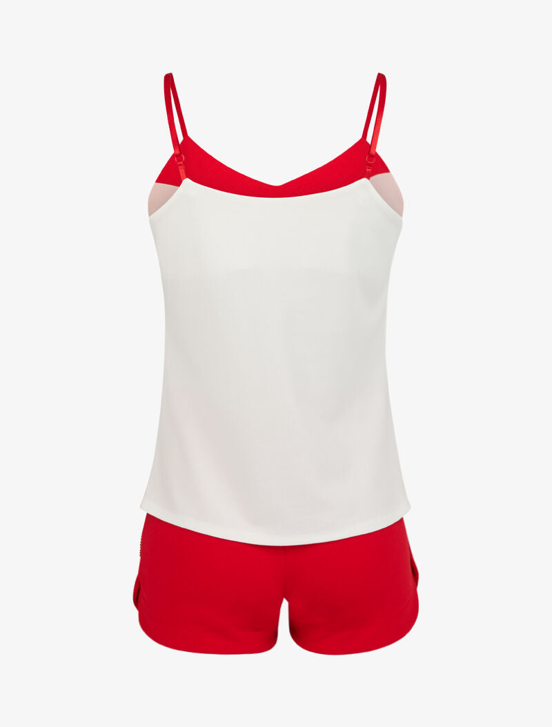 Ensemble débardeur et short strassé - rouge - 2