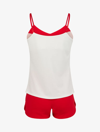 Ensemble débardeur et short strassé - rouge - 2