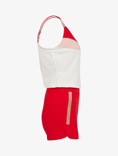 Ensemble débardeur et short strassé - rouge - 3