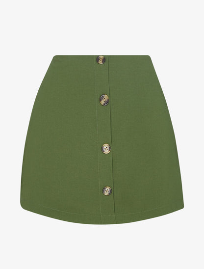 Jupe short coupe trapèze - kaki - 1