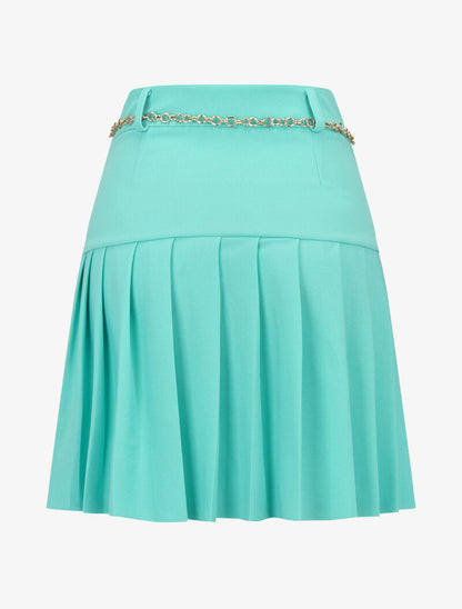 Jupe gaufrée à ceinture chaîne - vert menthe - 2