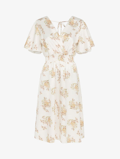 Robe satinée à imprimés - beige - 1