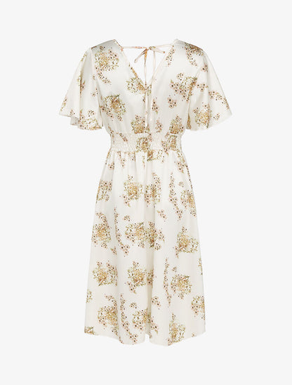 Robe satinée à imprimés - beige - 2