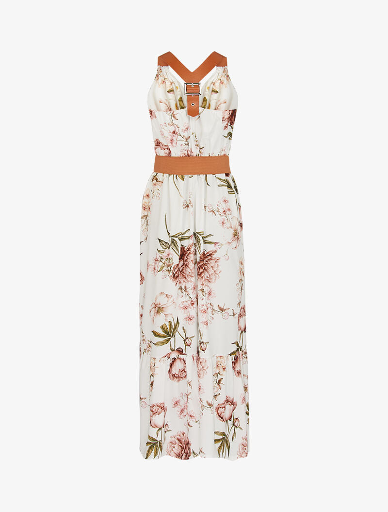 Robe à imprimés et bretelles simili - ecru - 2