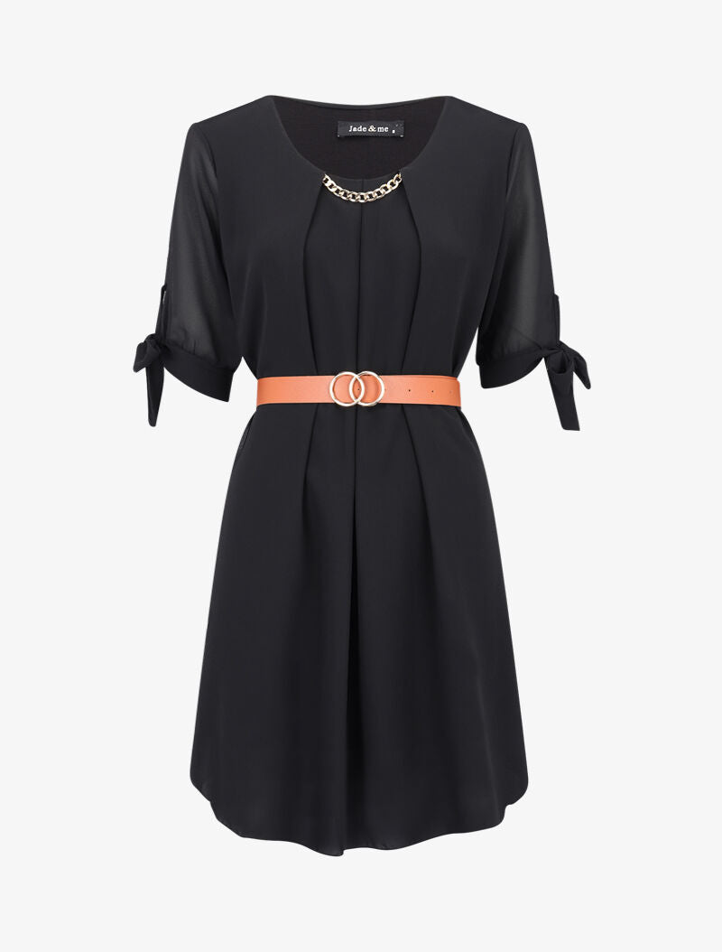 Robe en voile à détail chaîne - noir - 1