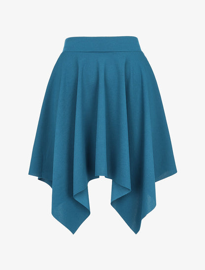 Jupe patineuse asymétrique - bleu canard - 2