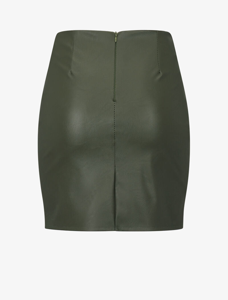 Jupe asymétrique en simili - kaki - 2