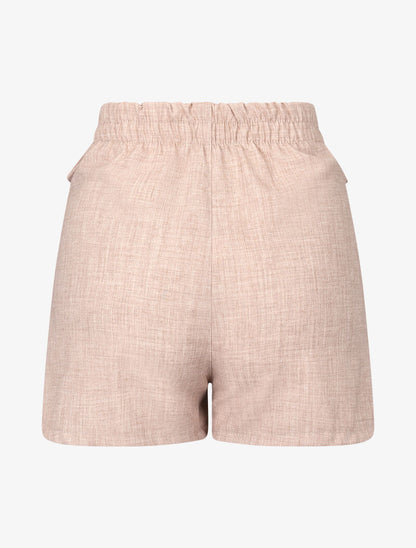 Mini short effet toile de coton - beige - 2