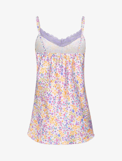 Caraco fleuri à décolleté dentelle - lilas - 3