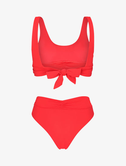 Bikini brassière à effet plissé - corail - 2