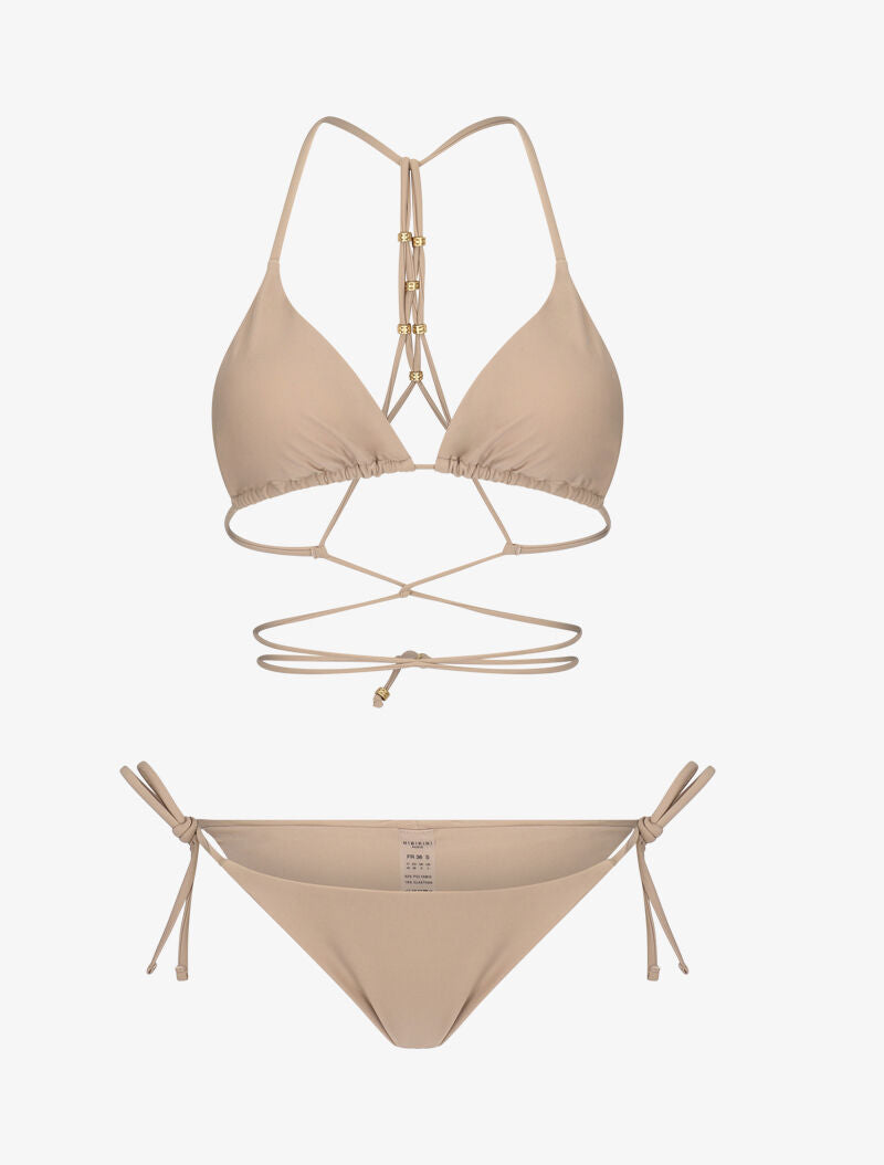 Bikini triangle à détail bijoux - taupe - 3