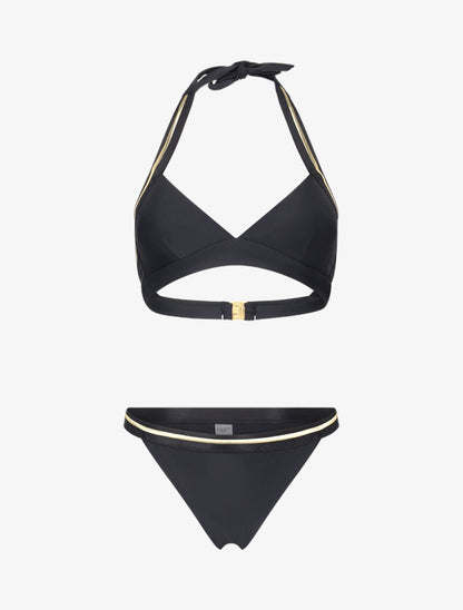 Bikini triangle à bandes dorées - noir - 3