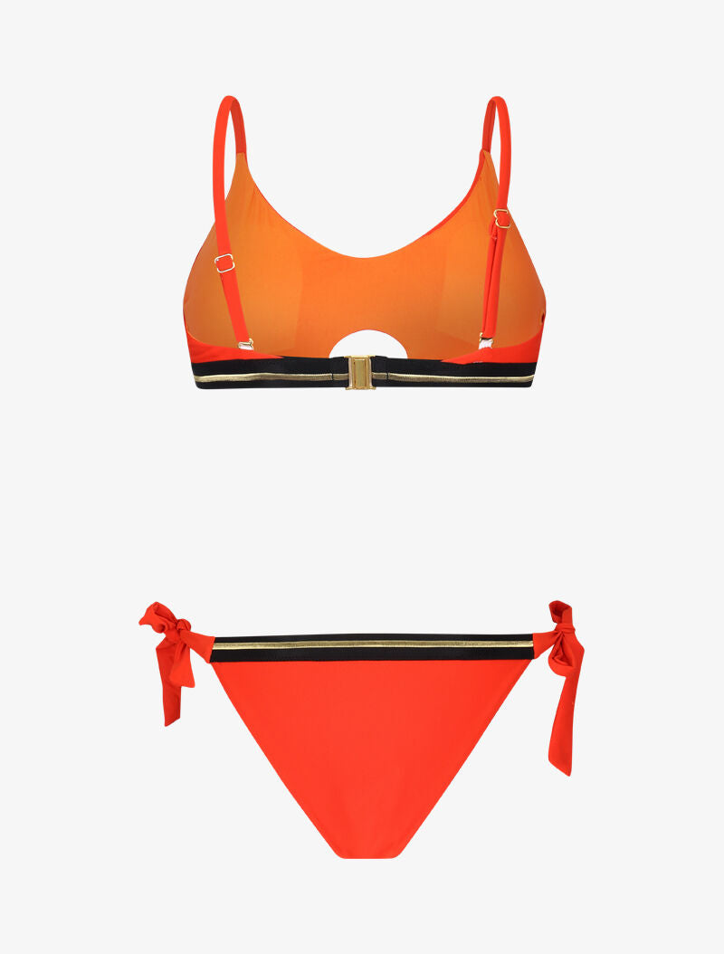 Bikini brassière à bandes dorées - orange - 2