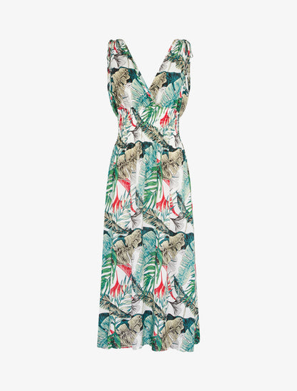 Robe longue cache coeur imprimé jungle - blanc - 1