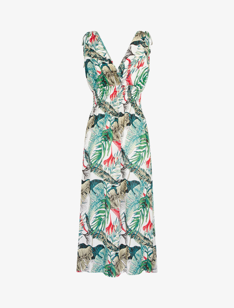 Robe longue cache coeur imprimé jungle - blanc - 2