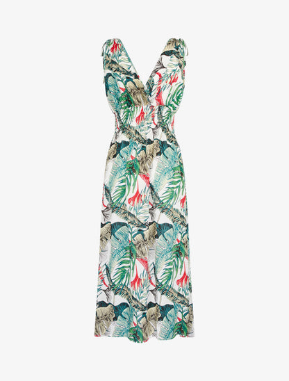 Robe longue cache coeur imprimé jungle - blanc - 2