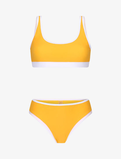 Bikini brassière à bords contrastants - moutarde - 3