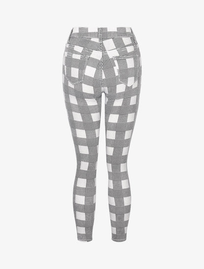 Jean imprimé damier pied de poule coupe skinny - noir - 4