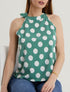 Top à pois avec col à nouer - vert - 4