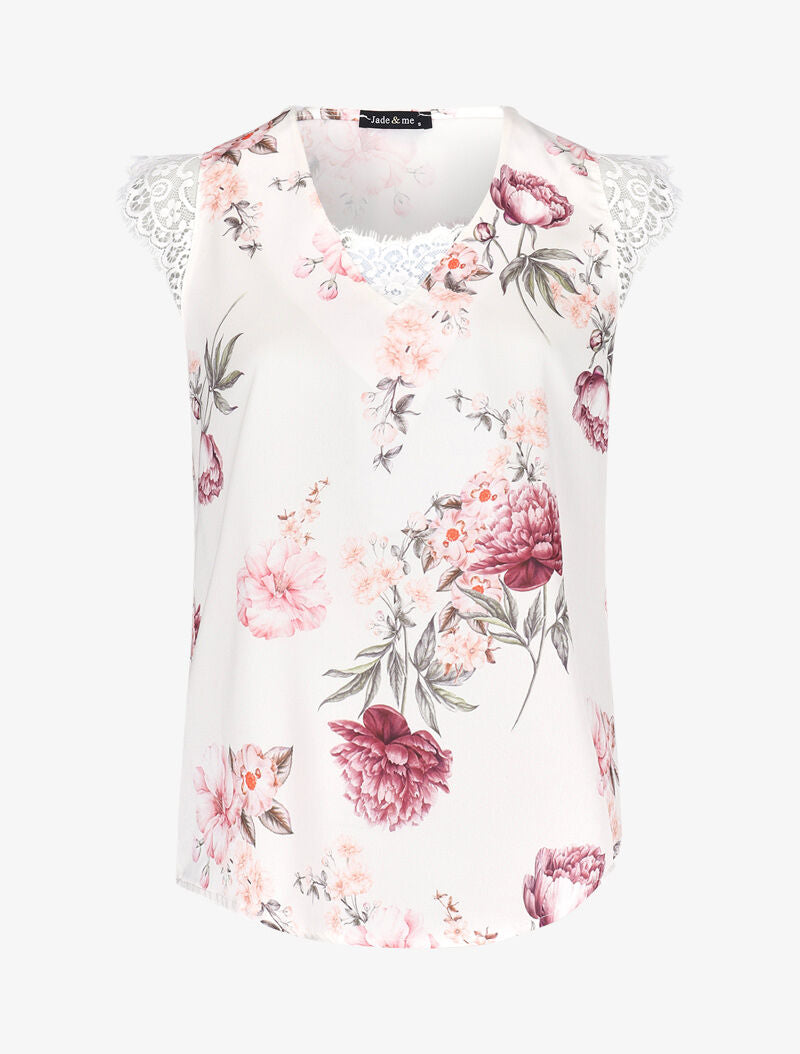 Blouse ample coupe carrée à imprimé fleuri - blanc - 3