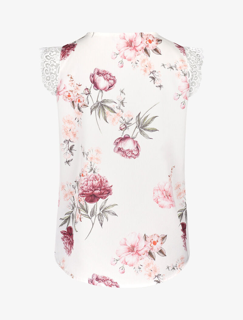 Blouse ample coupe carrée à imprimé fleuri - blanc - 2