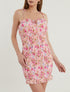 Robe élastiquée imprimé fleuri - rose - 1
