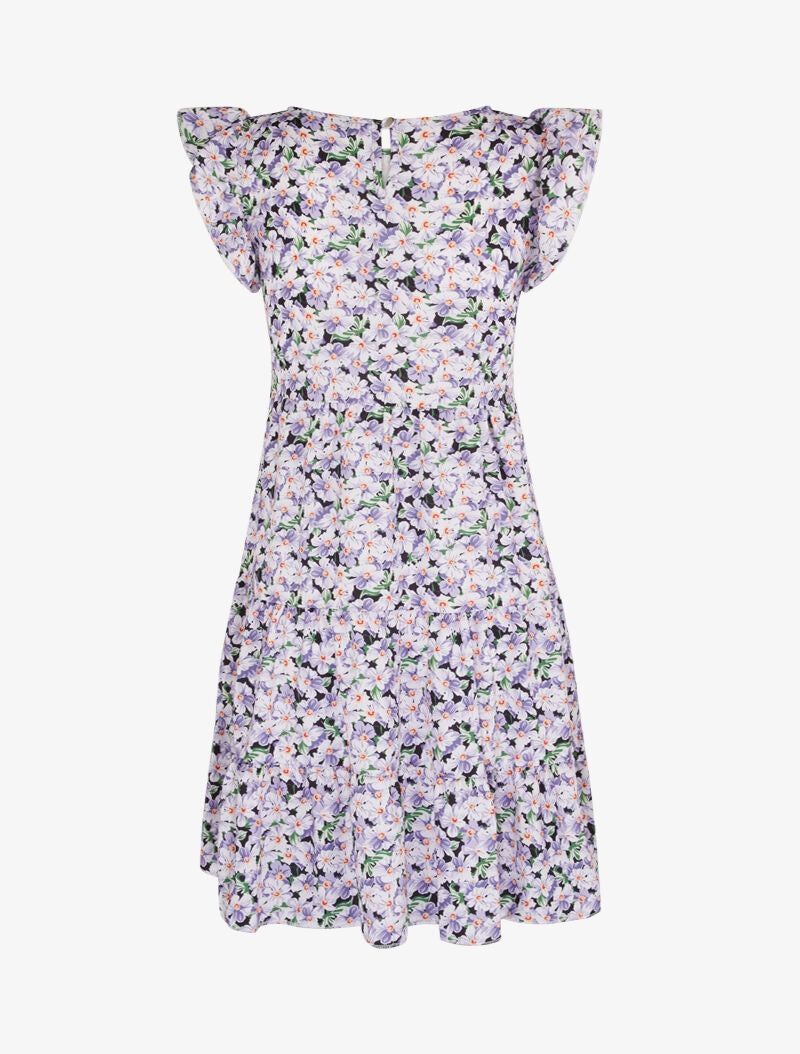 Robe trapèze à épaules volantées - violet - 2